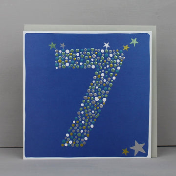 Age 7 blue Birthday card - Daisy Park