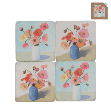 Poppies resin coaster pk 4 - Daisy Park