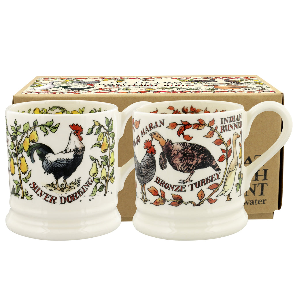 Emma Bridgewater Farmyard Birds Set Of 2 1/2 Pint Mugs Boxed - Daisy Park