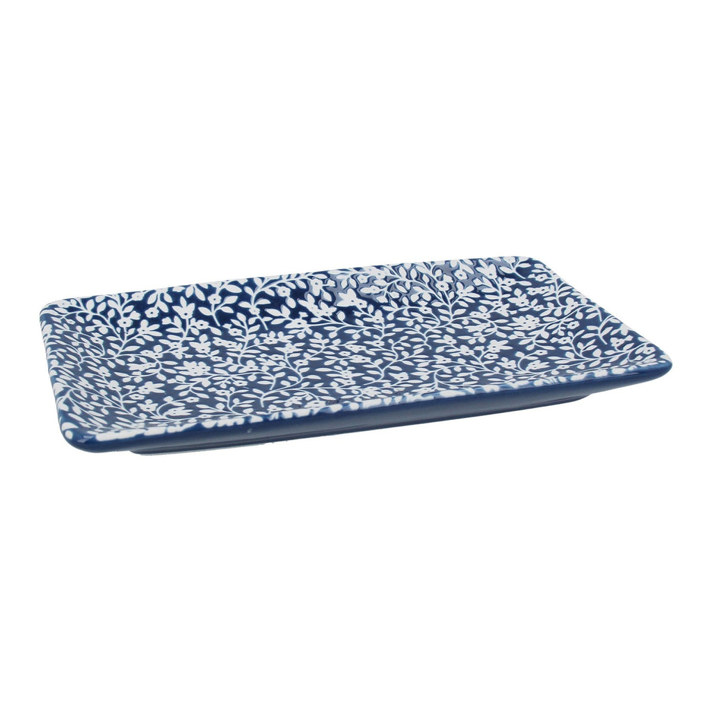 Floral vines ceramic long trinket dish - Daisy Park