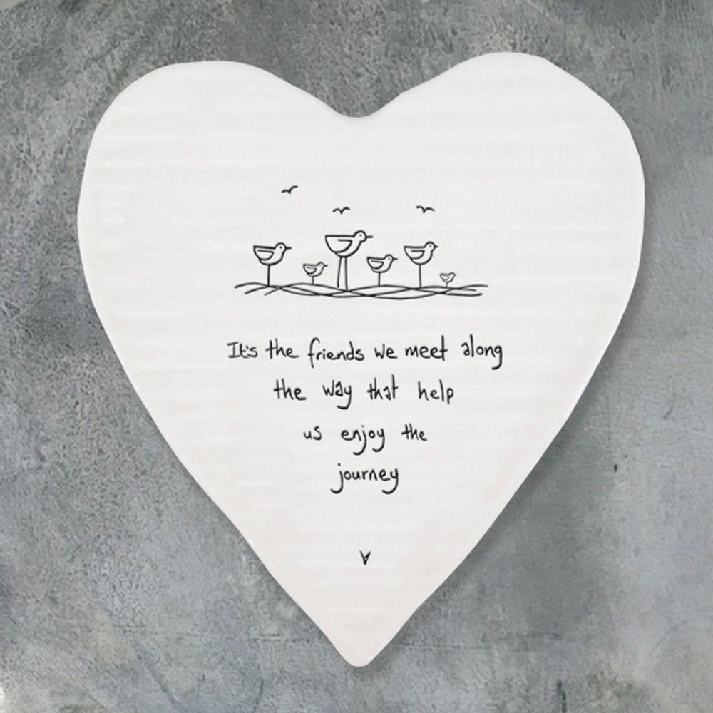 East of India ceramic coaster - 'Friends We Meet Along the Way' - Daisy Park