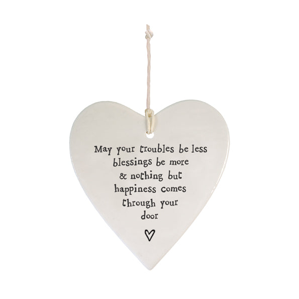 May your troubles be less ceramic hanging heart - Daisy Park