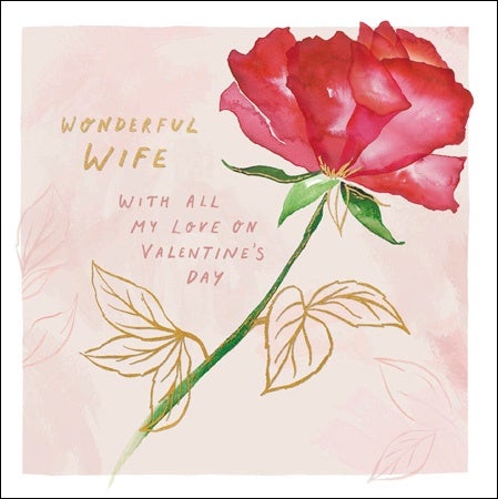 Wonderful Wife Rose Valentine's card - Daisy Park