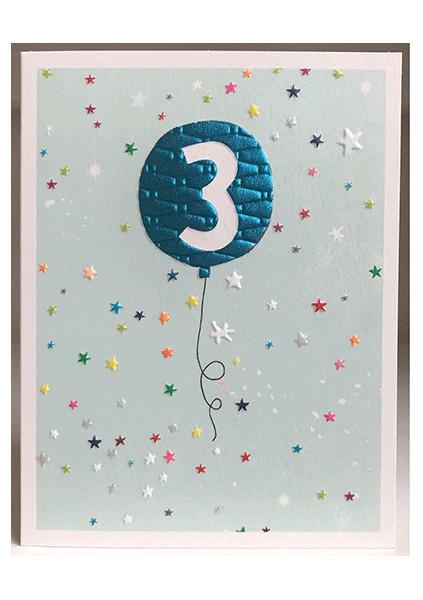 Age 3 blue birthday card - Daisy Park