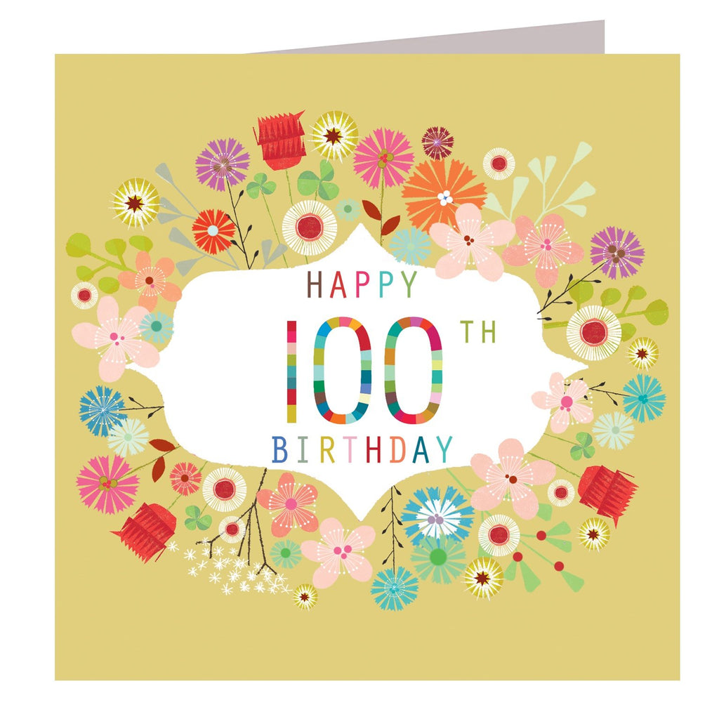 Floral 100th birthday card - Daisy Park