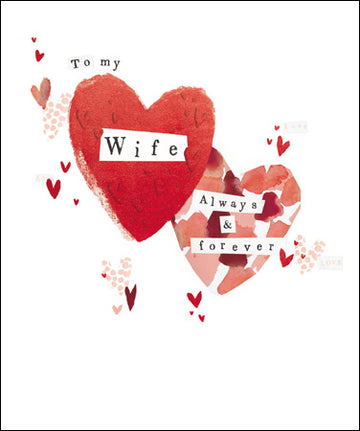 To my Wife Double heart Valentine's card - Daisy Park