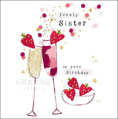 Lovely sister - bubbles birthday card - Daisy Park