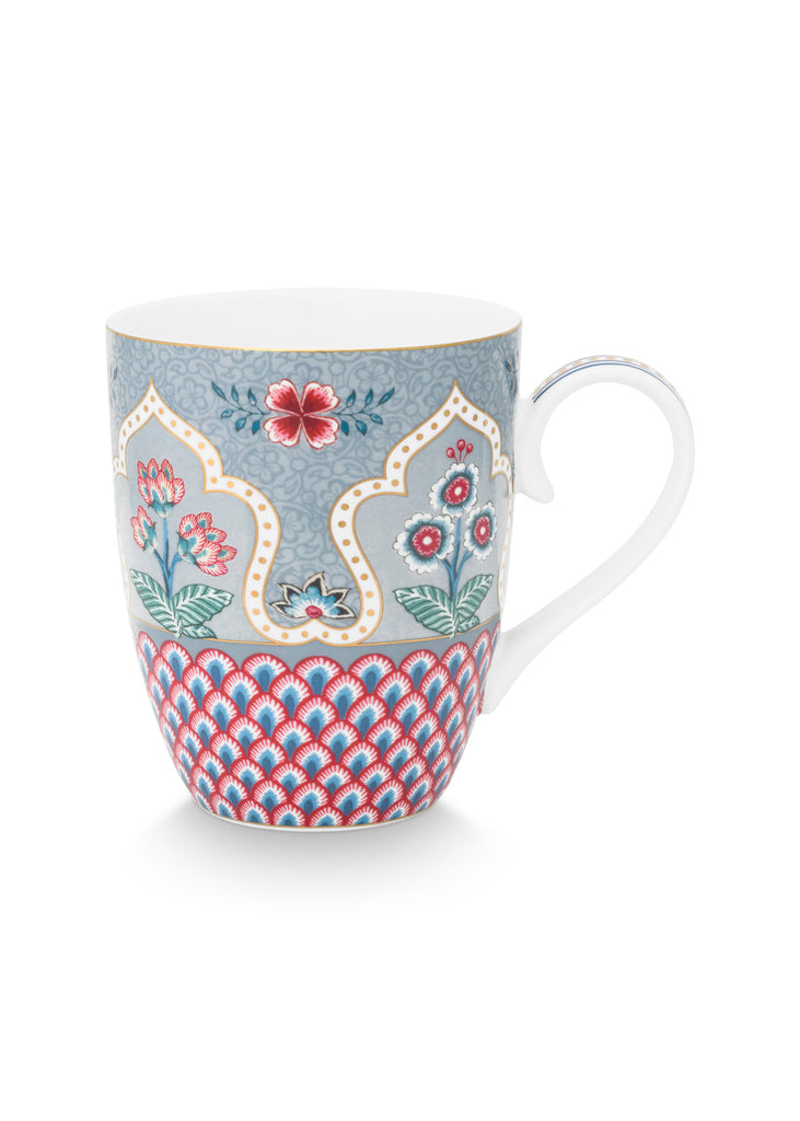 Pip Studio Flower Festival scallop deco large blue mug - Daisy Park