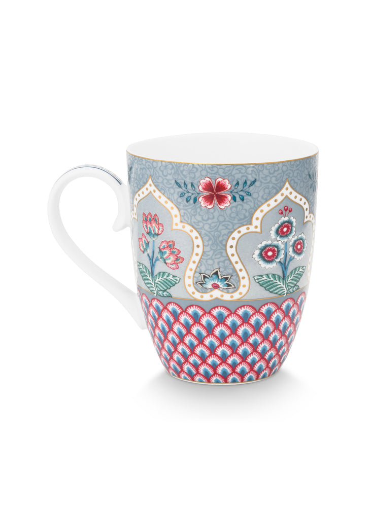Pip Studio Flower Festival scallop deco large blue mug - Daisy Park