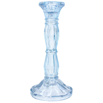 Pastel blue medium moulded glass candlestick - Daisy Park