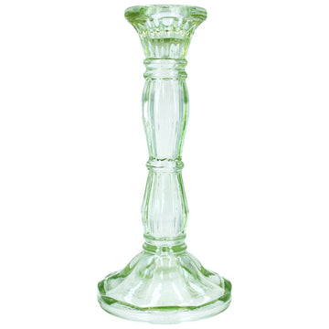 Pastel green medium moulded glass candlestick - Daisy Park