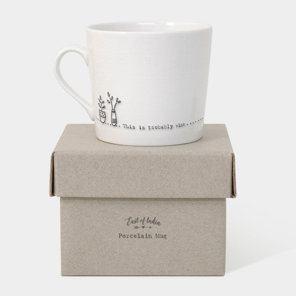 East of India 'This is probably wine' boxed mug - Daisy Park