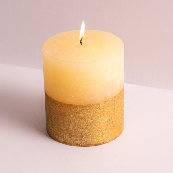St Eval Inspiritus Gold dipped pillar candle - Daisy Park