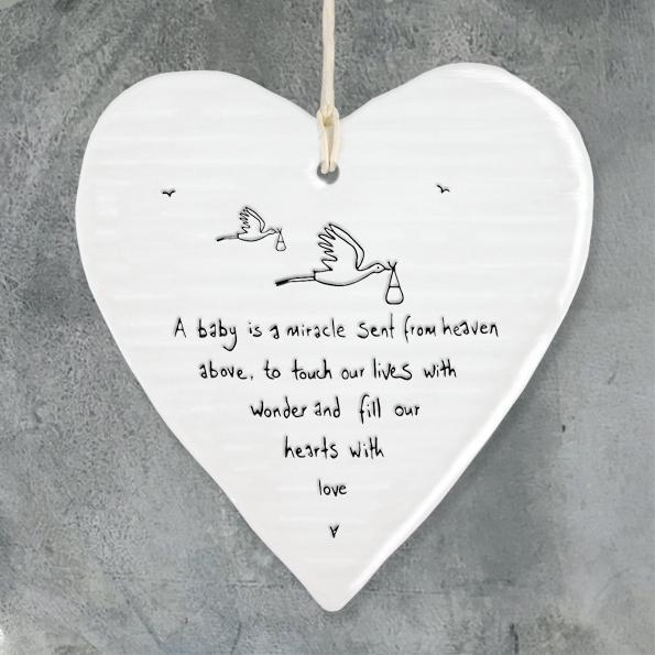 Baby is a miracle round ceramic heart - Daisy Park