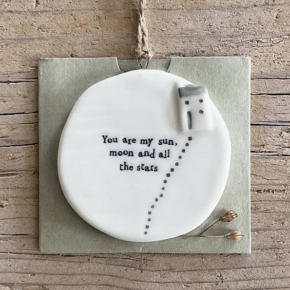 You are my sun, moon and all the stars ceramic hanging full moon - Daisy Park