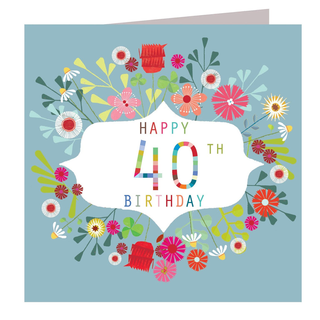 Floral 40th birthday card - Daisy Park