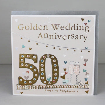 50th Golden wedding anniversary card - Daisy Park