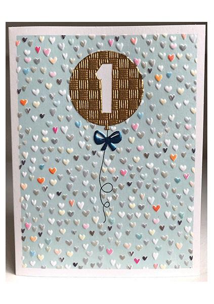 Age 1 blue birthday card - Daisy Park