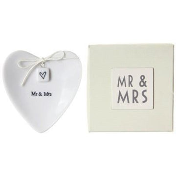 East Of India Porcelain Mr & Mrs ring dish - Daisy Park