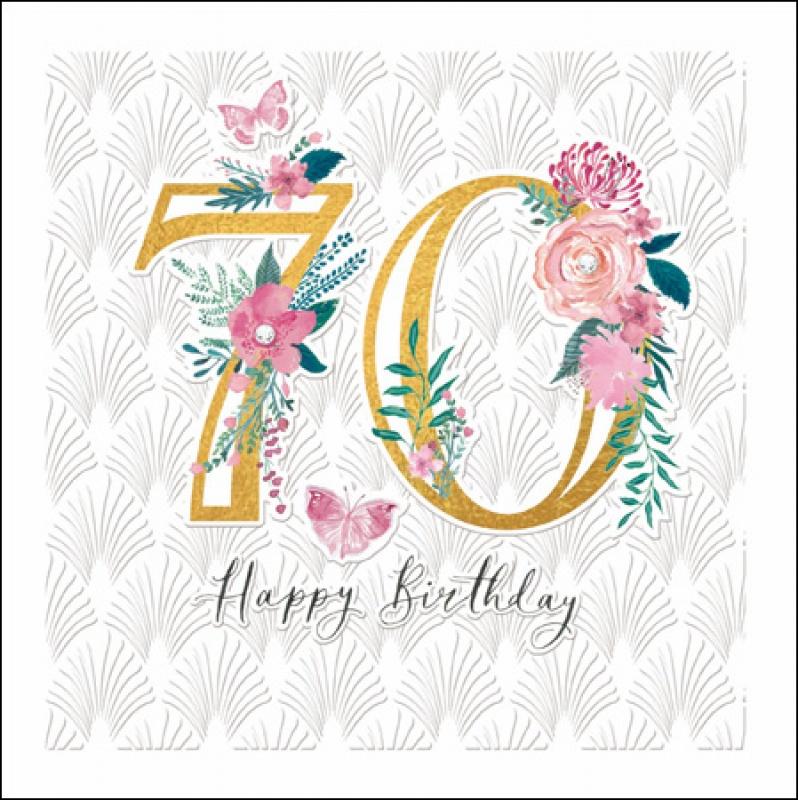 70th Flowers birthday card - Daisy Park