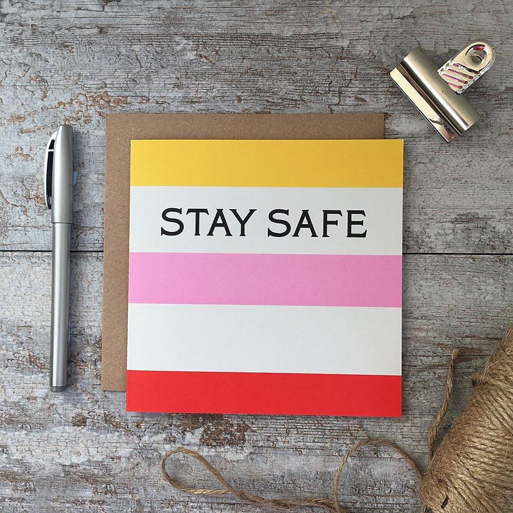 Stay Safe - Rainbow stripe card - Daisy Park