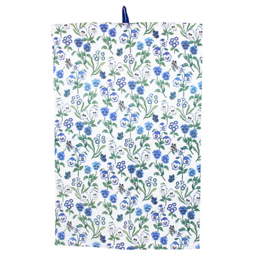 Blue Violas cotton tea towel - Daisy Park
