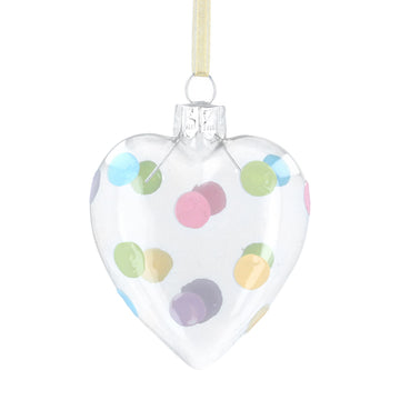 Multi pastel spot clear Glass heart decoration - Daisy Park