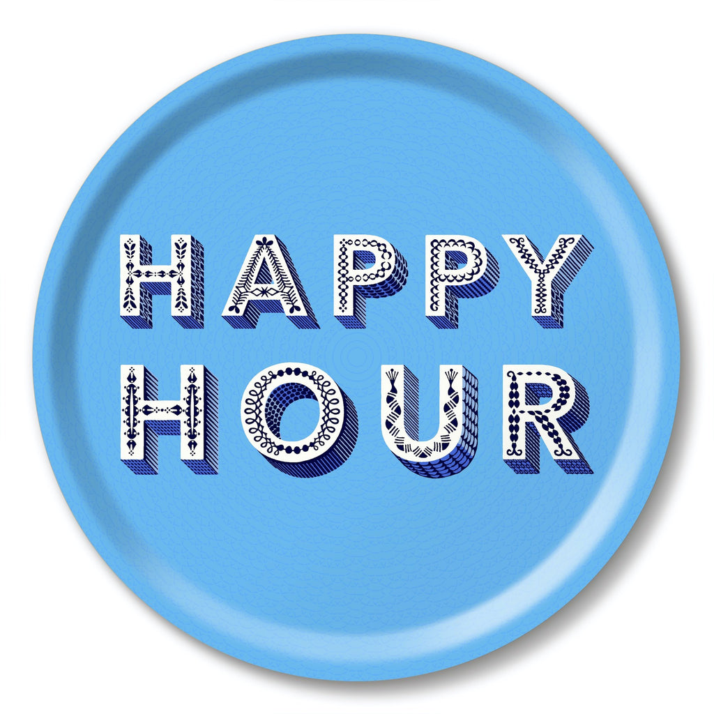 Asta Barrington Happy Hour blue round tray - Daisy Park