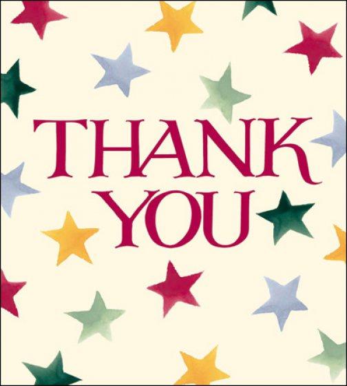 Emma Bridgewater Thank You Stars pack of 6 cards - Daisy Park