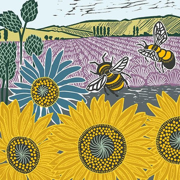 Sunflowers and Bees blank card - Daisy Park