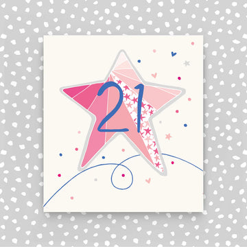 Aged 21 pink star card - Daisy Park