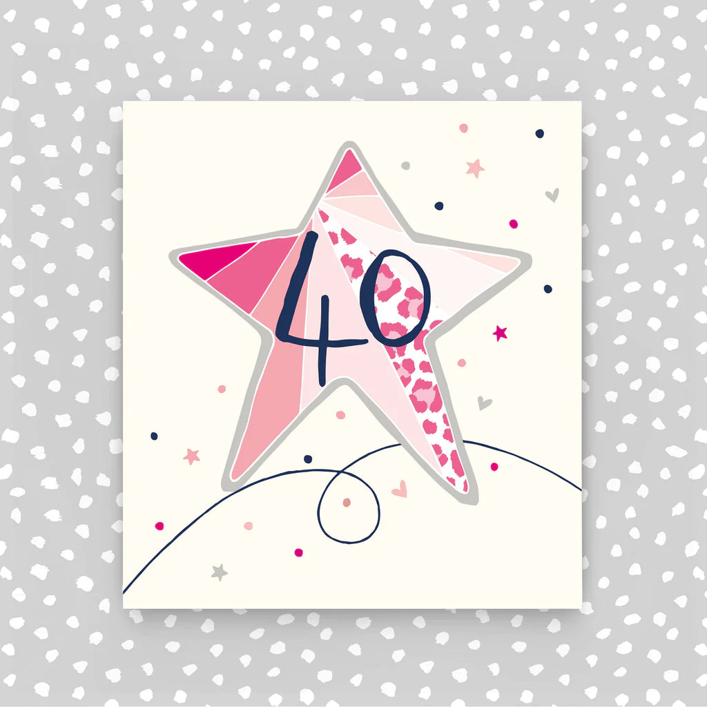 Age 40 pink star card - Daisy Park