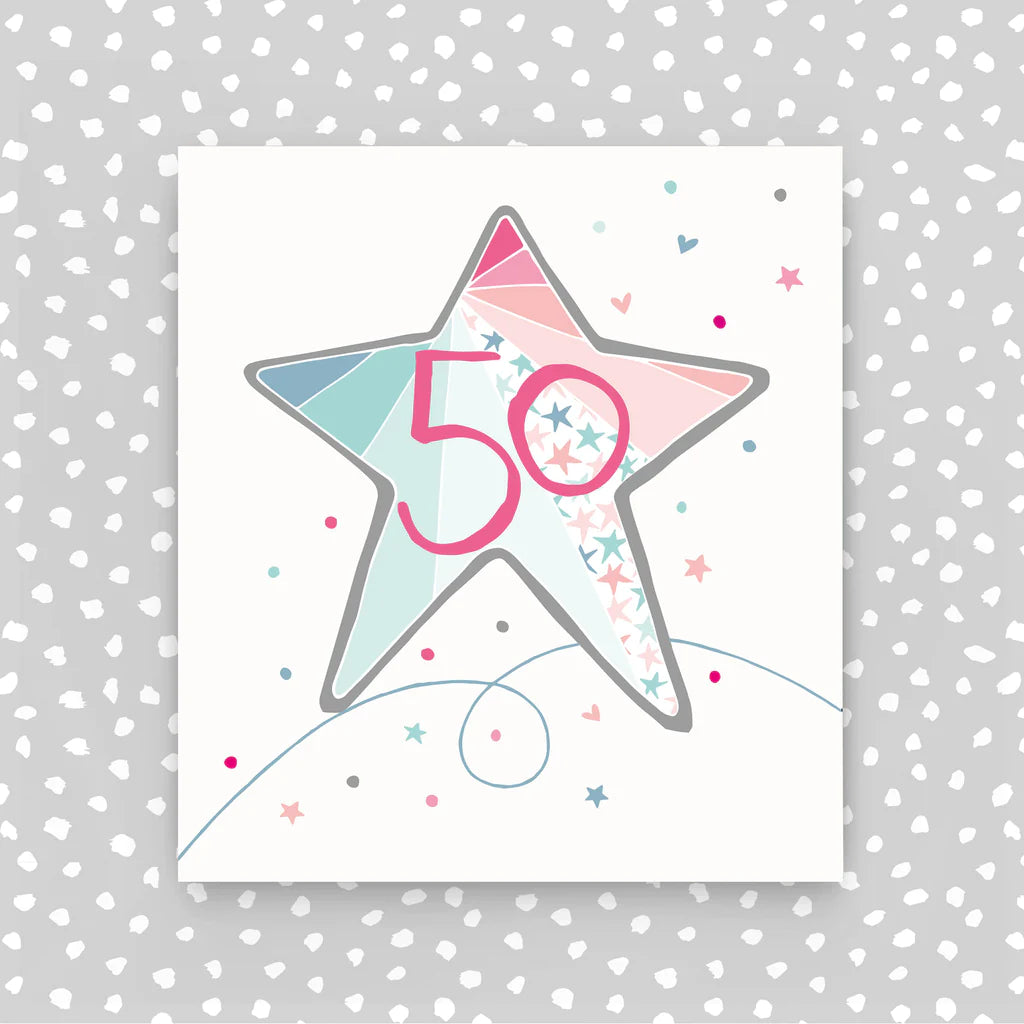Age 50 pink star card - Daisy Park