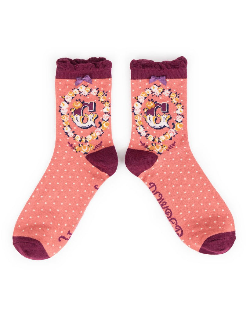 A-Z bamboo ankle socks - Daisy Park