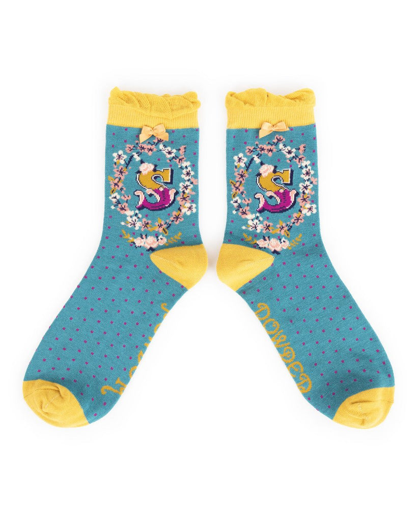 A-Z bamboo ankle socks - Daisy Park