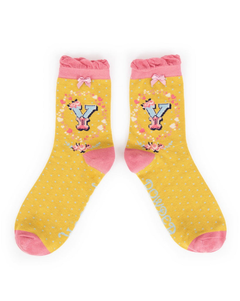 A-Z bamboo ankle socks - Daisy Park