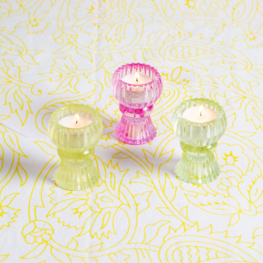 Boho small glass candle holder - Daisy Park