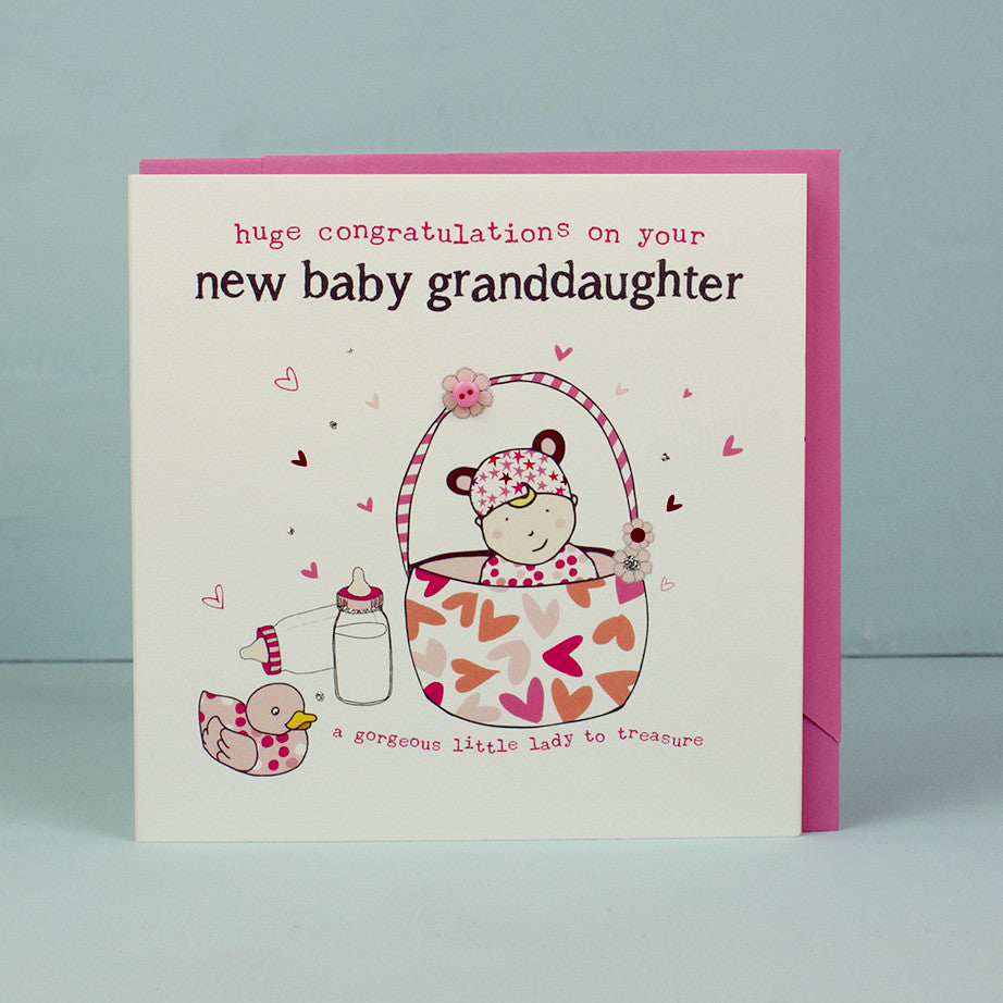 Huge congratulations on your new baby Granddaughter card - Daisy Park