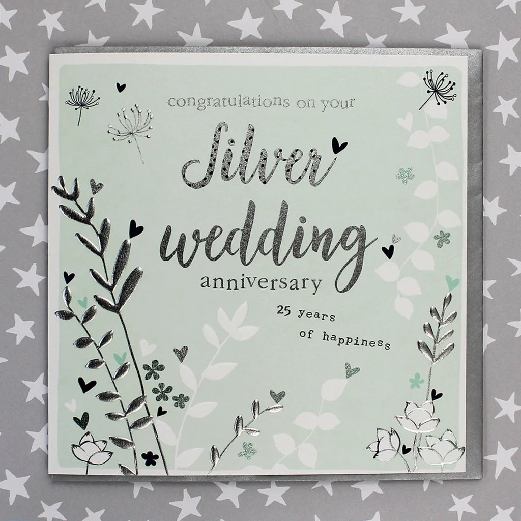 Congratulations Silver wedding anniversary card - Daisy Park