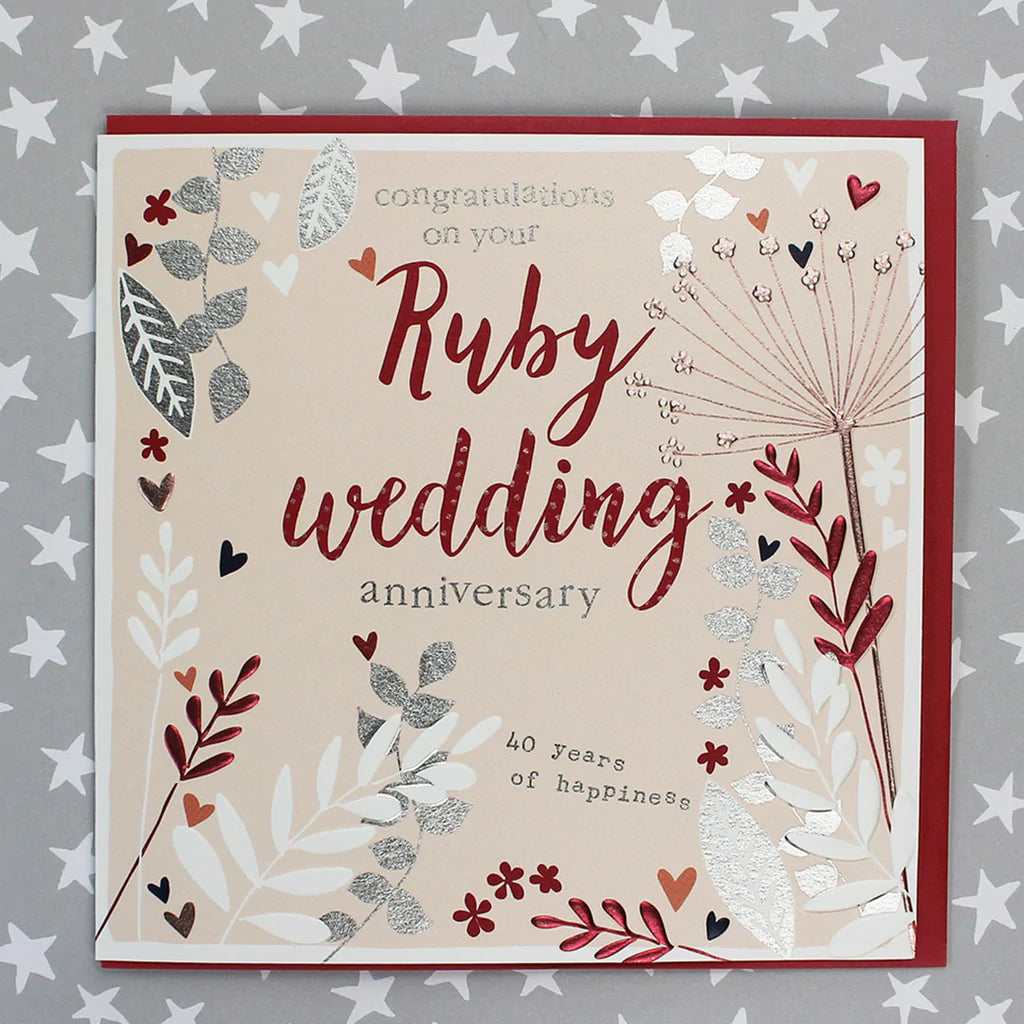 Congratulations Ruby wedding anniversary card - Daisy Park