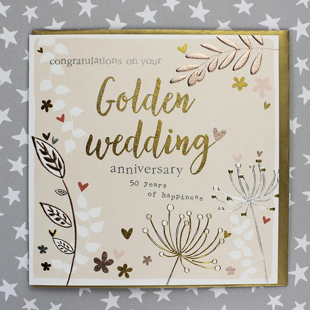 Congratulations Golden wedding anniversary card - Daisy Park