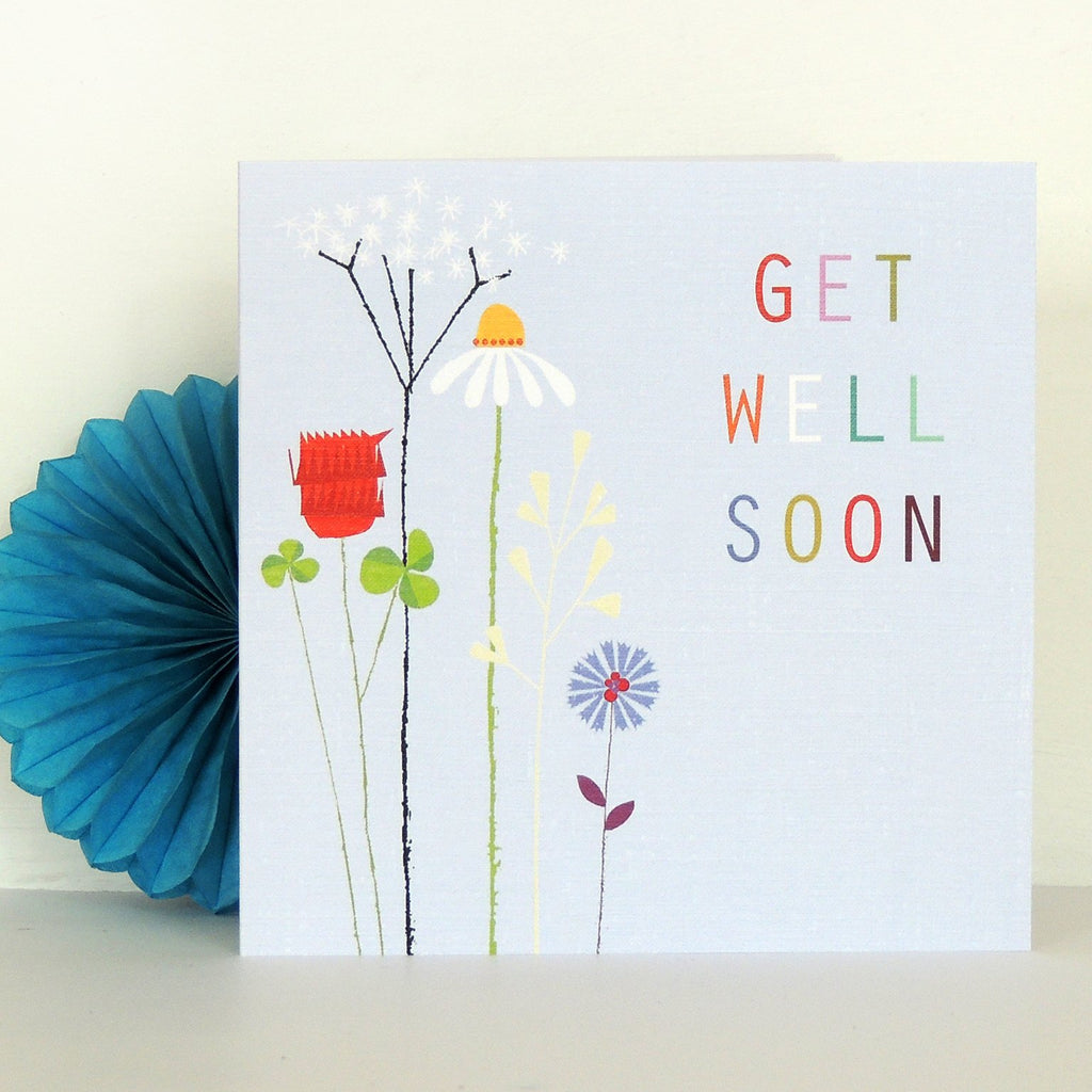 Blue Floral Get Well Soon Card - Daisy Park