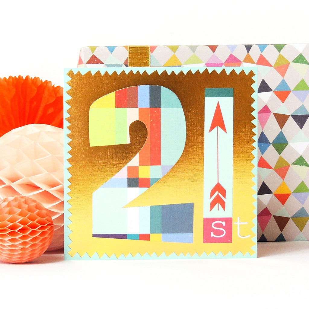 Gold foiled 21st card - Daisy Park