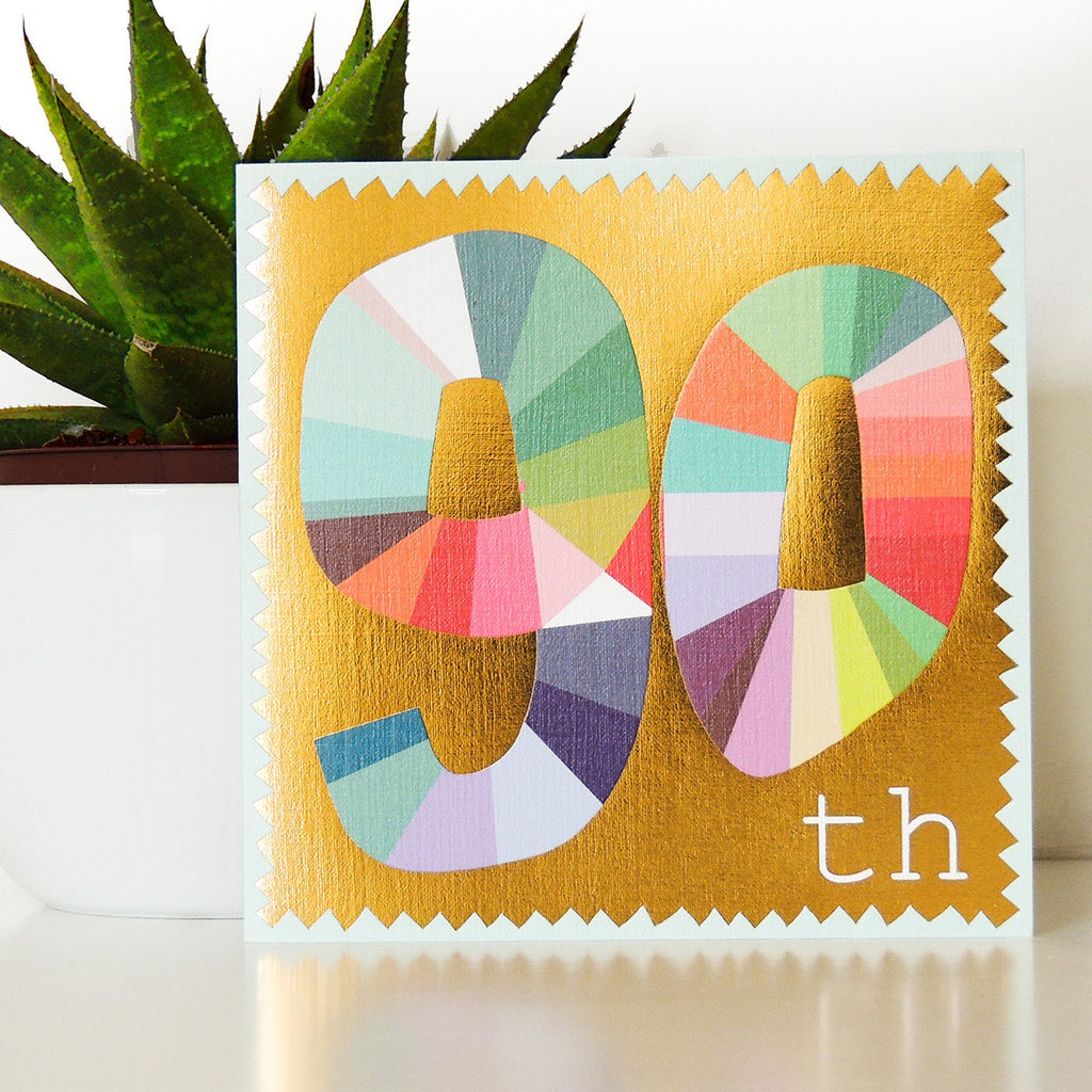 Gold foiled 90th card - Daisy Park