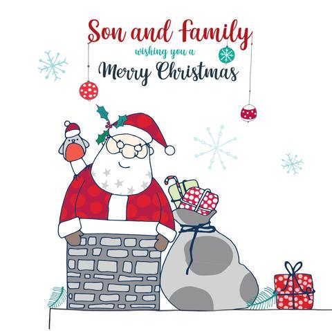 Son and Family Merry Christmas Card - Daisy Park