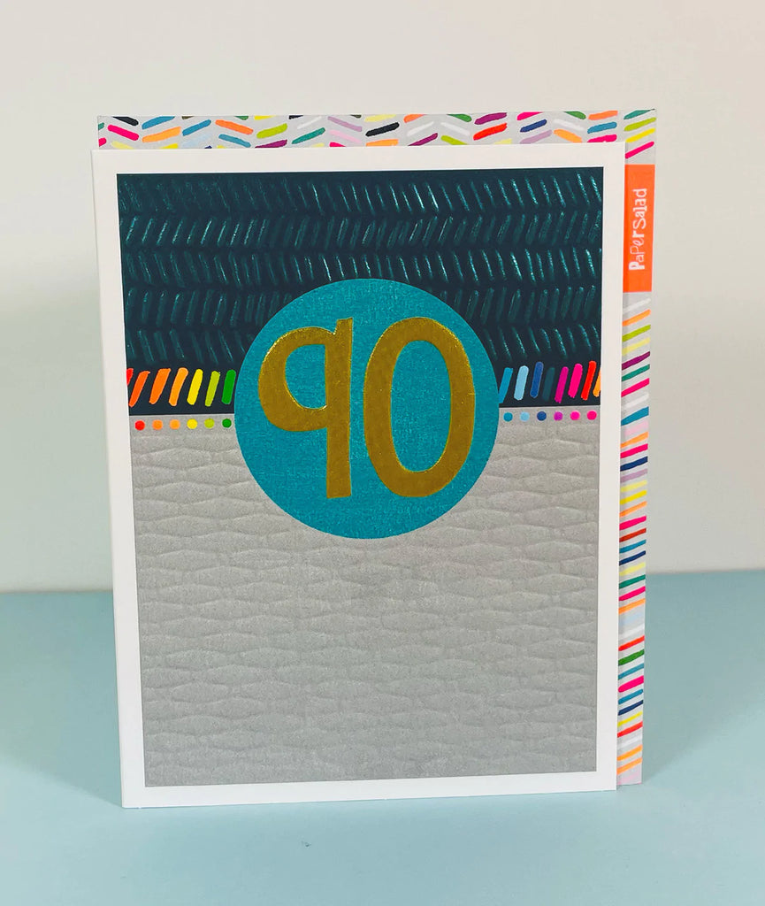 Age 90 blue birthday card - Daisy Park