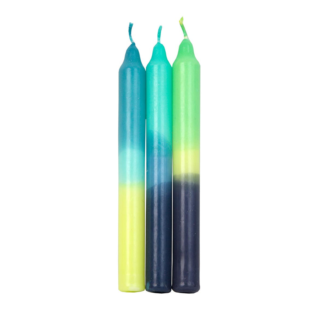 Blue Marble 3 tone ombre wax dinner candles - Daisy Park
