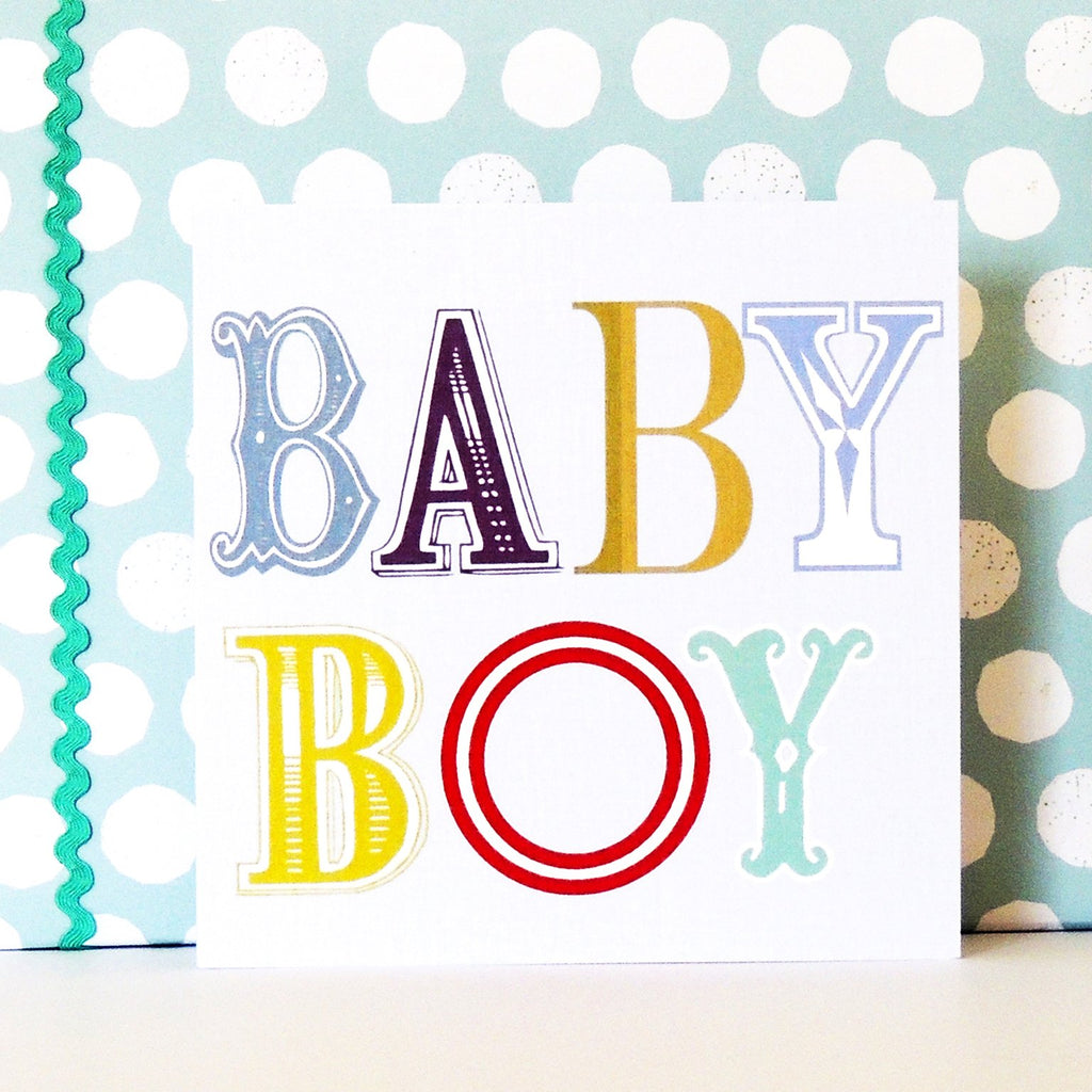 Wordy baby boy card - Daisy Park