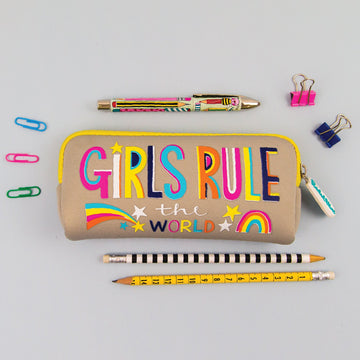 Girls rule the world neoprene pencil case - Daisy Park