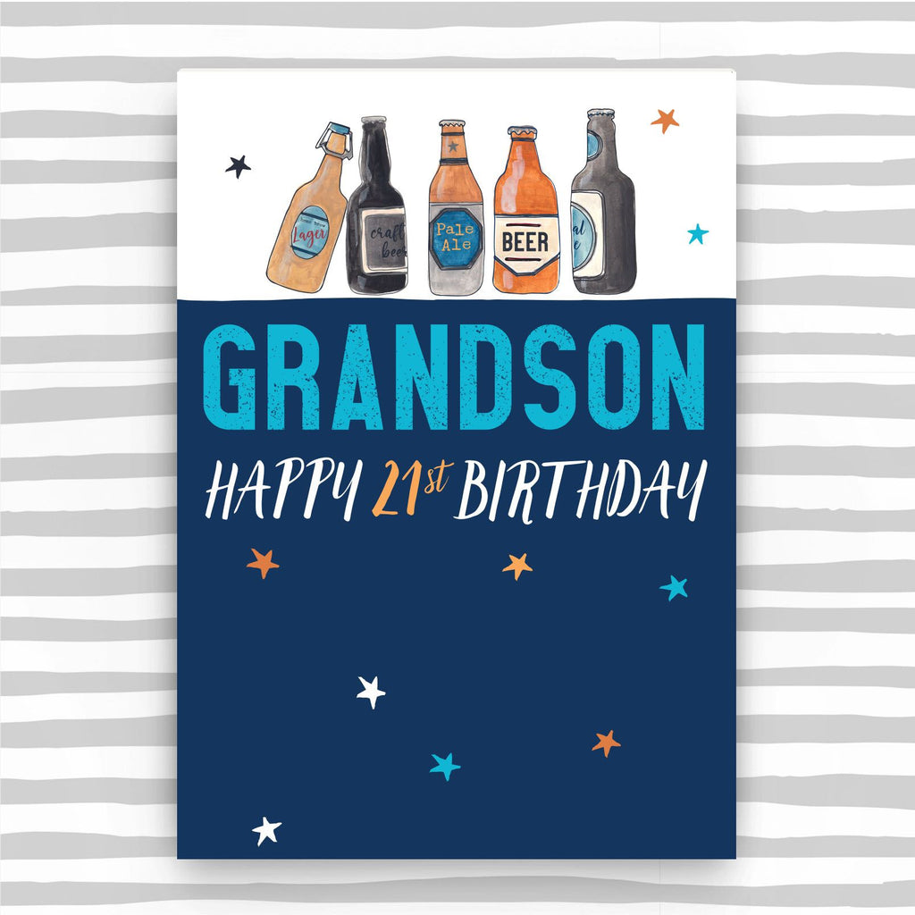 Grandson 21st Birthday card - Daisy Park